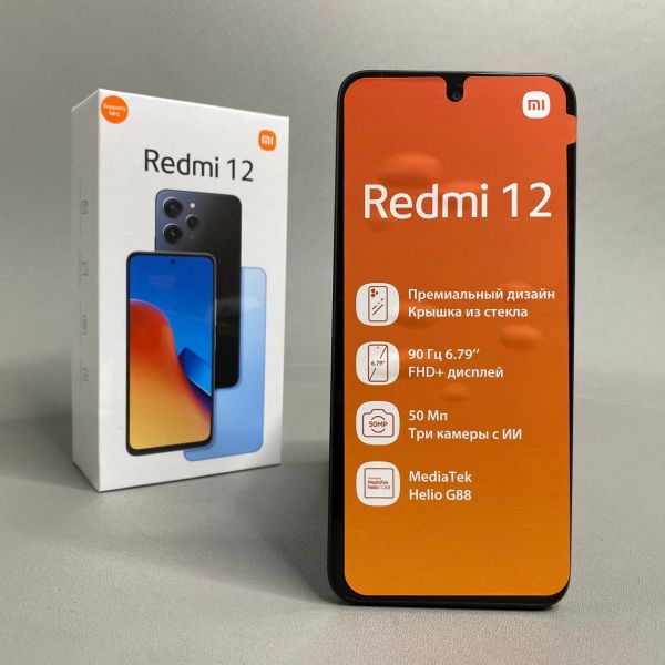 Смартфон Xiaomi Redmi 12 4/128 ГБ RU, Dual nano SIM, midnight black