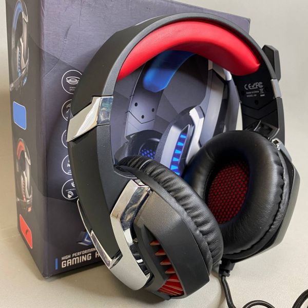 Игровые проводные наушники с подсветкой и шумоподавлением gaming headset j30, красные